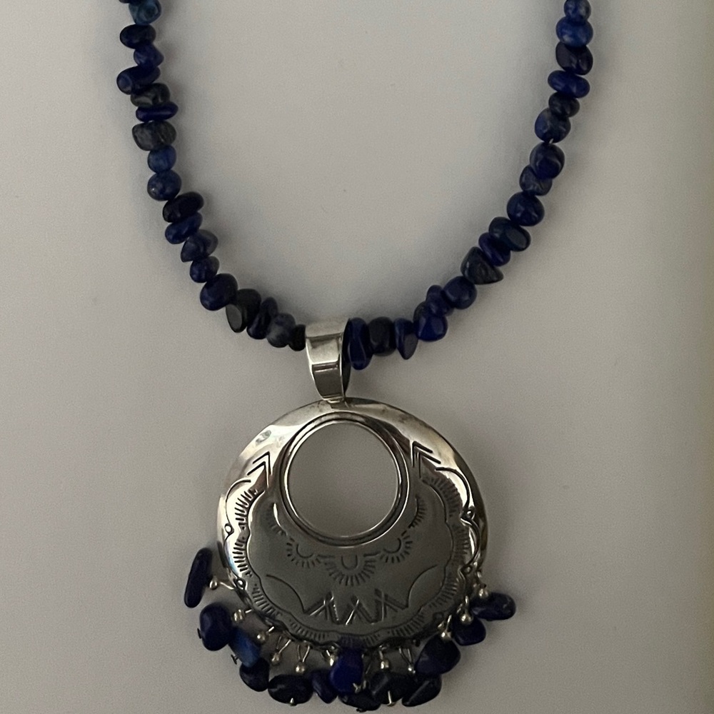 QT Quoc 925 Sterling Silver & Blue Lapis Necklace